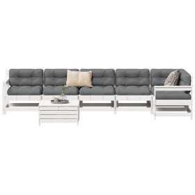 Gartensofa-Set 7-teilig aus massivem weißem Kiefernholz von vidaXL, Gartensets - Ref: Foro24-3250889, Preis: 469,01 €, Rabatt: %