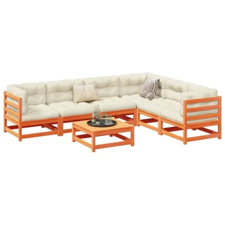 Gartensofa-Set 7-teilig aus massivem Kiefernholz, wachsbraun von vidaXL, Gartensets - Ref: Foro24-3299464, Preis: 439,65 €, R...