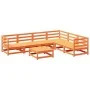 Gartensofa-Set 7-teilig aus massivem Kiefernholz, wachsbraun von vidaXL, Gartensets - Ref: Foro24-3299464, Preis: 439,65 €, R...