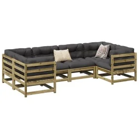 6-piece garden sofa set with impregnated pine wood cushions by vidaXL, Garden sets - Ref: Foro24-3299610, Price: 637,42 €, Di...