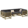 6-piece garden sofa set with impregnated pine wood cushions by vidaXL, Garden sets - Ref: Foro24-3299610, Price: 643,59 €, Di...