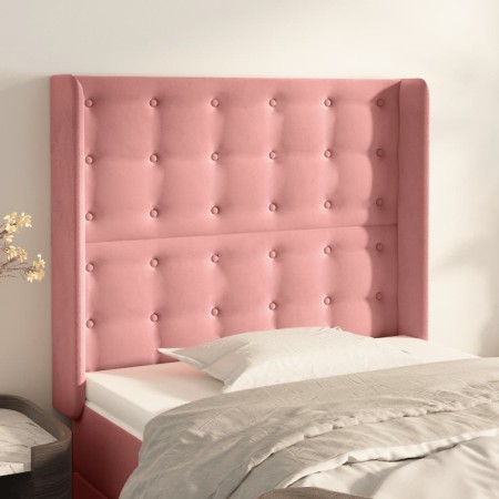 Cabecero con orejas de terciopelo rosa 83x16x118/128 cm