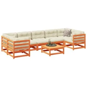 8-piece garden sofa set with wax-brown pine wood cushions by vidaXL, Garden sets - Ref: Foro24-3299336, Price: 901,66 €, Disc...