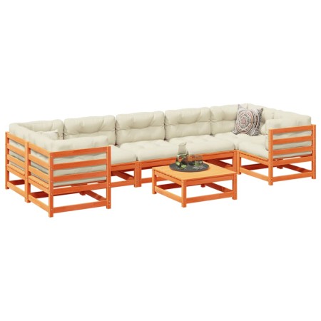 8-teilige Gartensofagarnitur mit wachsbraunen Kissen aus Kiefernholz von vidaXL, Gartensets - Ref: Foro24-3299336, Preis: 915...