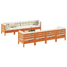 9-piece garden sofa set with wax-brown pine wood cushions by vidaXL, Garden sets - Ref: Foro24-3299362, Price: 793,48 €, Disc...