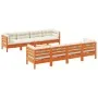 9-piece garden sofa set with wax-brown pine wood cushions by vidaXL, Garden sets - Ref: Foro24-3299362, Price: 793,48 €, Disc...