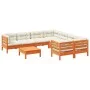 9-piece garden sofa set with wax-brown pine wood cushions by vidaXL, Garden sets - Ref: Foro24-3299374, Price: 793,48 €, Disc...
