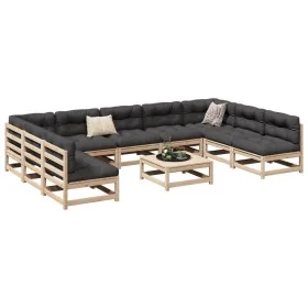 10-piece garden sofa set with solid pine wood cushions by vidaXL, Garden sets - Ref: Foro24-3299596, Price: 850,87 €, Discoun...