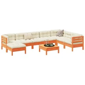 9-teilige Gartensofagarnitur mit wachsbraunen Kissen aus Kiefernholz von vidaXL, Gartensets - Ref: Foro24-3299589, Preis: 792...