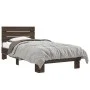 Engineered wood bed frame metal brown oak 75x190 cm by vidaXL, Beds and slatted bases - Ref: Foro24-845751, Price: 74,17 €, D...