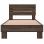 Engineered wood bed frame metal brown oak 75x190 cm by vidaXL, Beds and slatted bases - Ref: Foro24-845751, Price: 67,38 €, D...