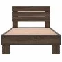 Engineered wood bed frame metal brown oak 75x190 cm by vidaXL, Beds and slatted bases - Ref: Foro24-845751, Price: 74,17 €, D...