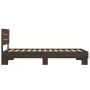 Engineered wood bed frame metal brown oak 75x190 cm by vidaXL, Beds and slatted bases - Ref: Foro24-845751, Price: 74,17 €, D...