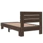 Engineered wood bed frame metal brown oak 75x190 cm by vidaXL, Beds and slatted bases - Ref: Foro24-845751, Price: 74,17 €, D...