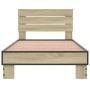 Estructura cama madera ingeniería metal roble Sonoma 90x190 cm de vidaXL, Camas y somieres - Ref: Foro24-845753, Precio: 91,9...