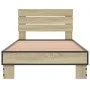 Sonoma oak metal engineered wood bed frame 90x190 cm by vidaXL, Beds and slatted bases - Ref: Foro24-845753, Price: 90,87 €, ...