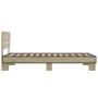 Estructura cama madera ingeniería metal roble Sonoma 90x190 cm de vidaXL, Camas y somieres - Ref: Foro24-845753, Precio: 91,9...