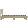 Sonoma oak metal engineered wood bed frame 90x190 cm by vidaXL, Beds and slatted bases - Ref: Foro24-845753, Price: 90,87 €, ...