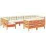 9-teilige Gartensofagarnitur mit wachsbraunen Kissen aus Kiefernholz von vidaXL, Gartensets - Ref: Foro24-3299633, Preis: 820...