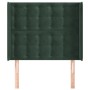 Cabecero con orejas de terciopelo verde oscuro 93x16x118/128 cm