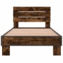Bettgestell aus Holzwerkstoff und Metall, Raucheiche, 100 x 200 cm von vidaXL, Betten und Lattenroste - Ref: Foro24-845739, P...