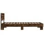 Engineered wood bed frame metal smoke oak 100x200 cm by vidaXL, Beds and slatted bases - Ref: Foro24-845739, Price: 105,95 €,...