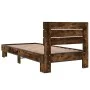 Engineered wood bed frame metal smoke oak 100x200 cm by vidaXL, Beds and slatted bases - Ref: Foro24-845739, Price: 105,95 €,...