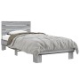 Estructura cama madera ingeniería metal gris Sonoma 90x200 cm de vidaXL, Camas y somieres - Ref: Foro24-845745, Precio: 71,12...