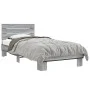 Sonoma gray metal engineered wood bed frame 90x200 cm by vidaXL, Beds and slatted bases - Ref: Foro24-845745, Price: 79,11 €,...