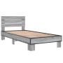 Estructura cama madera ingeniería metal gris Sonoma 90x200 cm de vidaXL, Camas y somieres - Ref: Foro24-845745, Precio: 71,12...