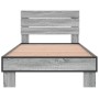 Estructura cama madera ingeniería metal gris Sonoma 90x200 cm de vidaXL, Camas y somieres - Ref: Foro24-845745, Precio: 71,12...