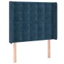 Cabecero con orejas de terciopelo azul oscuro 93x16x118/128 cm