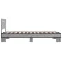 Sonoma gray metal engineered wood bed frame 90x200 cm by vidaXL, Beds and slatted bases - Ref: Foro24-845745, Price: 79,11 €,...