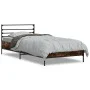 Estructura cama madera ingeniería metal roble ahumado 90x200 cm de vidaXL, Camas y somieres - Ref: Foro24-845584, Precio: 66,...