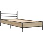 Estructura cama madera ingeniería metal roble Sonoma 90x190 cm de vidaXL, Camas y somieres - Ref: Foro24-845628, Precio: 67,70 €