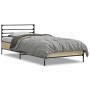 Estructura cama madera ingeniería metal roble Sonoma 90x190 cm de vidaXL, Camas y somieres - Ref: Foro24-845628, Precio: 67,70 €