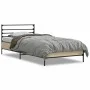 Sonoma oak metal engineered wood bed frame 90x190 cm by vidaXL, Beds and slatted bases - Ref: Foro24-845628, Price: 67,17 €, ...