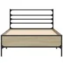 Sonoma oak metal engineered wood bed frame 90x190 cm by vidaXL, Beds and slatted bases - Ref: Foro24-845628, Price: 67,17 €, ...