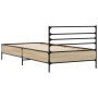 Estructura cama madera ingeniería metal roble Sonoma 90x190 cm de vidaXL, Camas y somieres - Ref: Foro24-845628, Precio: 67,70 €