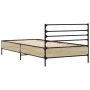 Sonoma oak metal engineered wood bed frame 90x190 cm by vidaXL, Beds and slatted bases - Ref: Foro24-845628, Price: 67,17 €, ...