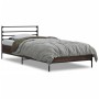 Brown oak metal engineered wood bed frame 90x200 cm by vidaXL, Beds and slatted bases - Ref: Foro24-845586, Price: 77,74 €, D...