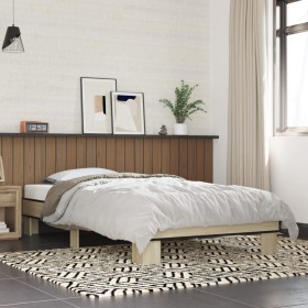 Estructura cama madera ingeniería metal roble Sonoma 90x190 cm