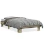 Sonoma oak metal engineered wood bed frame 90x190 cm by vidaXL, Beds and slatted bases - Ref: Foro24-845883, Price: 57,73 €, ...