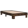 Engineered wood bed frame metal smoked oak 90x200 cm by vidaXL, Beds and slatted bases - Ref: Foro24-845874, Price: 66,15 €, ...