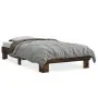 Engineered wood bed frame metal smoked oak 90x200 cm by vidaXL, Beds and slatted bases - Ref: Foro24-845874, Price: 66,15 €, ...