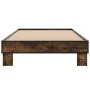 Engineered wood bed frame metal smoked oak 90x200 cm by vidaXL, Beds and slatted bases - Ref: Foro24-845874, Price: 66,15 €, ...