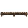 Engineered wood bed frame metal smoked oak 90x200 cm by vidaXL, Beds and slatted bases - Ref: Foro24-845874, Price: 66,15 €, ...