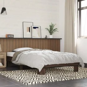 Brown oak metal engineered wood bed frame 90x200 cm by vidaXL, Beds and slatted bases - Ref: Foro24-845876, Price: 61,15 €, D...