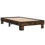 Estructura cama madera ingeniería metal roble humo 100x200 cm de vidaXL, Camas y somieres - Ref: Foro24-845869, Precio: 81,59...