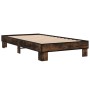 Estructura cama madera ingeniería metal roble humo 100x200 cm de vidaXL, Camas y somieres - Ref: Foro24-845869, Precio: 82,59...